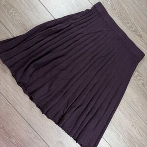 Pure Collection Womens Pleated Knit Skirt Cashmere Wool Blend Purple Large